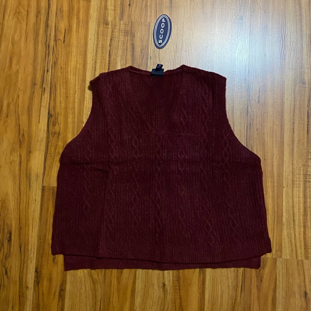 Scoop Women's Sleeveless V-Neck Cable Knit Cropped Sweater Vest Size XXL - Picture 11 of 11